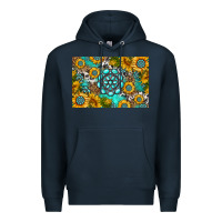 Navy western turquoise and sunflowers skinny metal can holder Premium Hoodie - HRA Design Shop