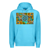 Ocean Blue western turquoise and sunflowers skinny metal can holder Premium Hoodie - HRA Design Shop