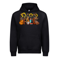 Black Welcome Fall Pumpkin Urban Hoodie - CowhideDigitalArt