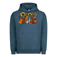 Pigment Midnight Navy Welcome Fall Pumpkin Urban Hoodie - CowhideDigitalArt