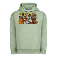 Pigment Oil Green Welcome Fall Pumpkin Urban Hoodie - CowhideDigitalArt