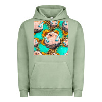 Pigment Oil Green hedgehog western seamless pattern Urban Hoodie - HRA Design Shop