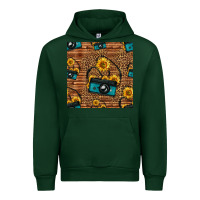 Forest Green western sunflowers camera seamless pattern Urban Hoodie - HRA Design Shop