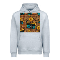 Heather Grey western sunflowers camera seamless pattern Urban Hoodie - HRA Design Shop