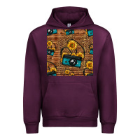 Mauve Wine western sunflowers camera seamless pattern Urban Hoodie - HRA Design Shop