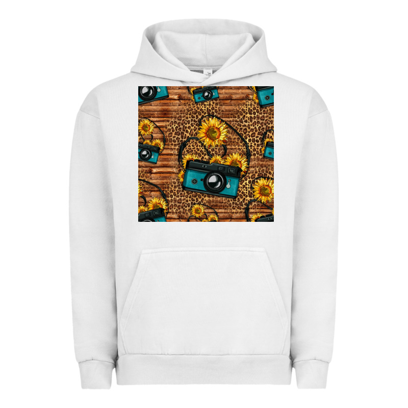 Western Sunflowers Camera Seamless Pattern Urban Hoodie by HRA Design Shop | Teevron