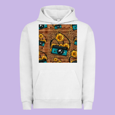 Western Sunflowers Camera Seamless Pattern Urban Hoodie Designed By Hra Design Shop