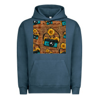 Pigment Midnight Navy western sunflowers camera seamless pattern Urban Hoodie - HRA Design Shop