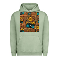 Pigment Oil Green western sunflowers camera seamless pattern Urban Hoodie - HRA Design Shop