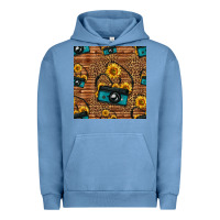 Pigment Pebble Blue western sunflowers camera seamless pattern Urban Hoodie - HRA Design Shop