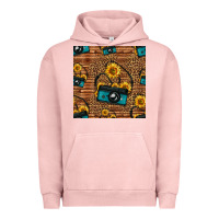 Pigment Salmon western sunflowers camera seamless pattern Urban Hoodie - HRA Design Shop