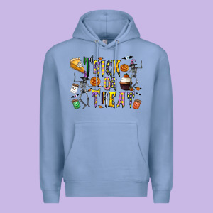 Trick Or Treat Premium Hoodie Designed By Cowhidedigitalart