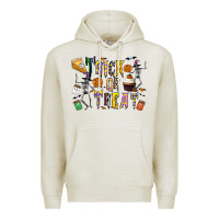 Oatmeal Heather trick or treat Premium Hoodie - CowhideDigitalArt