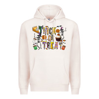 Pale Pink trick or treat Premium Hoodie - CowhideDigitalArt