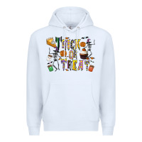 White trick or treat Premium Hoodie - CowhideDigitalArt