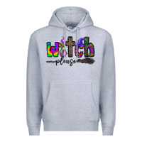 Heather Grey witch please Premium Hoodie - CowhideDigitalArt