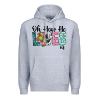 Heather Grey Oh how he loves us Premium Hoodie - Neo Western