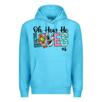 Ocean Blue Oh how he loves us Premium Hoodie - Neo Western