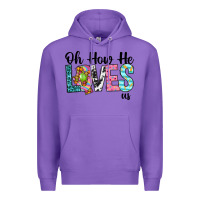 Purple Oh how he loves us Premium Hoodie - Neo Western