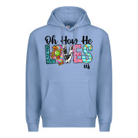 Colony Blue Oh how he loves us Premium Hoodie - Neo Western