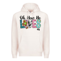 Pale Pink Oh how he loves us Premium Hoodie - Neo Western