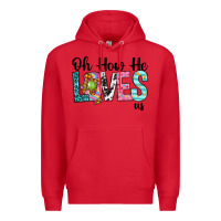 Red Oh how he loves us Premium Hoodie - Neo Western