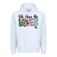 White Oh how he loves us Premium Hoodie - Neo Western