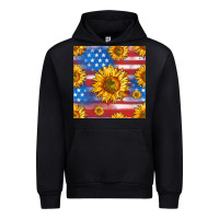 Black sunflowers american flag seamless pattern Urban Hoodie - HRA Design Shop