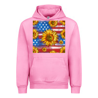 Fuchsia Pink sunflowers american flag seamless pattern Urban Hoodie - HRA Design Shop