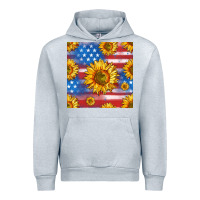 Heather Grey sunflowers american flag seamless pattern Urban Hoodie - HRA Design Shop