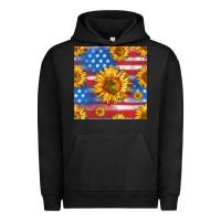 Pigment Black sunflowers american flag seamless pattern Urban Hoodie - HRA Design Shop