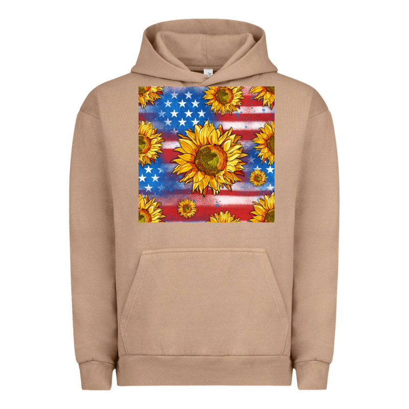 Sunflowers American Flag Seamless Pattern Urban Hoodie by HRA Design Shop | Teevron