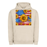 Pigment French Oak sunflowers american flag seamless pattern Urban Hoodie - HRA Design Shop