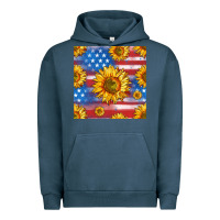 Pigment Midnight Navy sunflowers american flag seamless pattern Urban Hoodie - HRA Design Shop