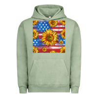 Pigment Oil Green sunflowers american flag seamless pattern Urban Hoodie - HRA Design Shop