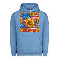 Pigment Pebble Blue sunflowers american flag seamless pattern Urban Hoodie - HRA Design Shop