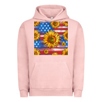 Pigment Salmon sunflowers american flag seamless pattern Urban Hoodie - HRA Design Shop