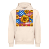 Sandshell sunflowers american flag seamless pattern Urban Hoodie - HRA Design Shop