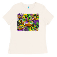 Bone mardi gras cake glitterleopard and cowhide background Ladies Tee - Artiststas
