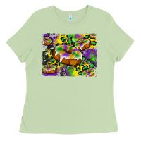 Matcha mardi gras cake glitterleopard and cowhide background Ladies Tee - Artiststas