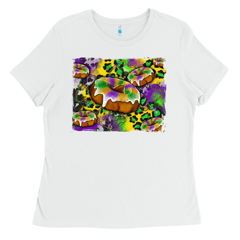 Mardi Gras Cake Glitterleopard And Cowhide Background Ladies Tee by Artiststas | Teevron