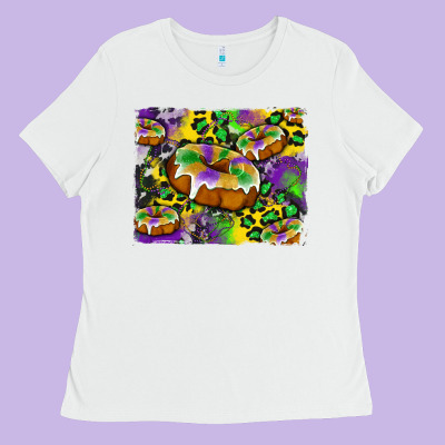 Mardi Gras Cake Glitterleopard And Cowhide Background Ladies Tee Designed By Artiststas