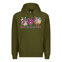 Army Green Peace Love Easter Premium Hoodie - Neo Western
