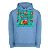 Pigment Pebble Blue flamingo seamless pattern Urban Hoodie - HRA Design Shop