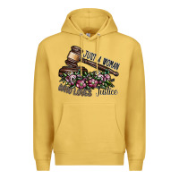 Antique Gold just a woman who loves justice Premium Hoodie - SublimationCraftShop