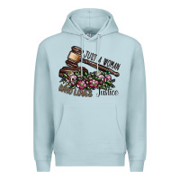 Blue Mist just a woman who loves justice Premium Hoodie - SublimationCraftShop
