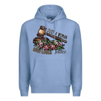 Colony Blue just a woman who loves justice Premium Hoodie - SublimationCraftShop