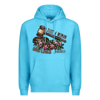 Ocean Blue just a woman who loves justice Premium Hoodie - SublimationCraftShop
