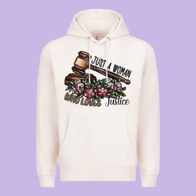 Just A Woman Who Loves Justice Premium Hoodie Designed By Sublimationcraftshop