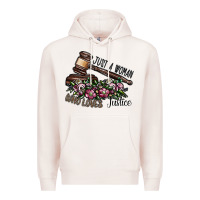 Pale Pink just a woman who loves justice Premium Hoodie - SublimationCraftShop